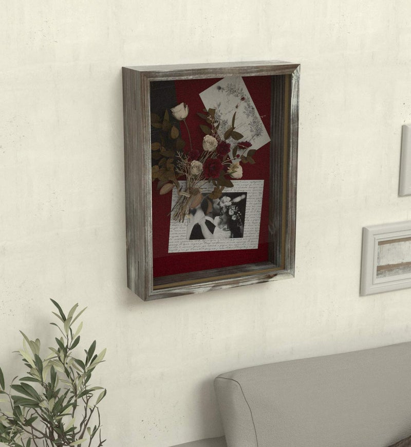 J JACKCUBE DESIGN Shadow Box Display Case 12.59"X 16.53" Memory Box Rustic Wood Frame with Linen Back Gifts Keepsakes Storage for Picture Medal Post-Card -MK577A (Large) - Image 4